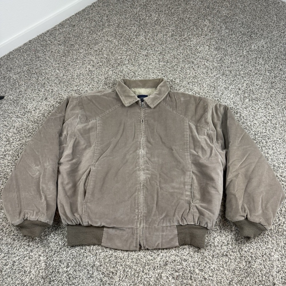 Vintage Polo Club Manhattan Corduroy Sherpa Lined Jacket Mens 2XL Beige USA